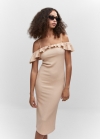 Mango Vestido textura volante - Arena