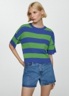 Mango Camiseta punto canalé - Azul