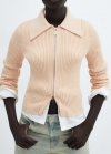 Mango Cárdigan canalé cremallera - Beige
