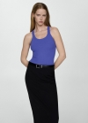 Mango Top punto canalé - Azul eléctrico