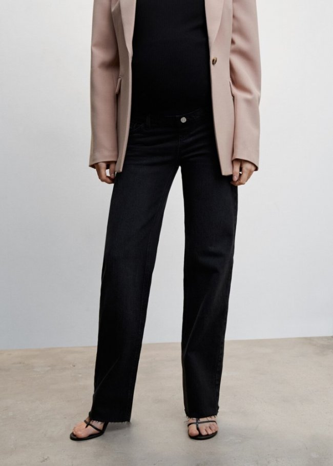 Mango Jeans wideleg premamá - Denim negro