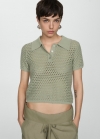 Mango Polo punto calado - Khaki
