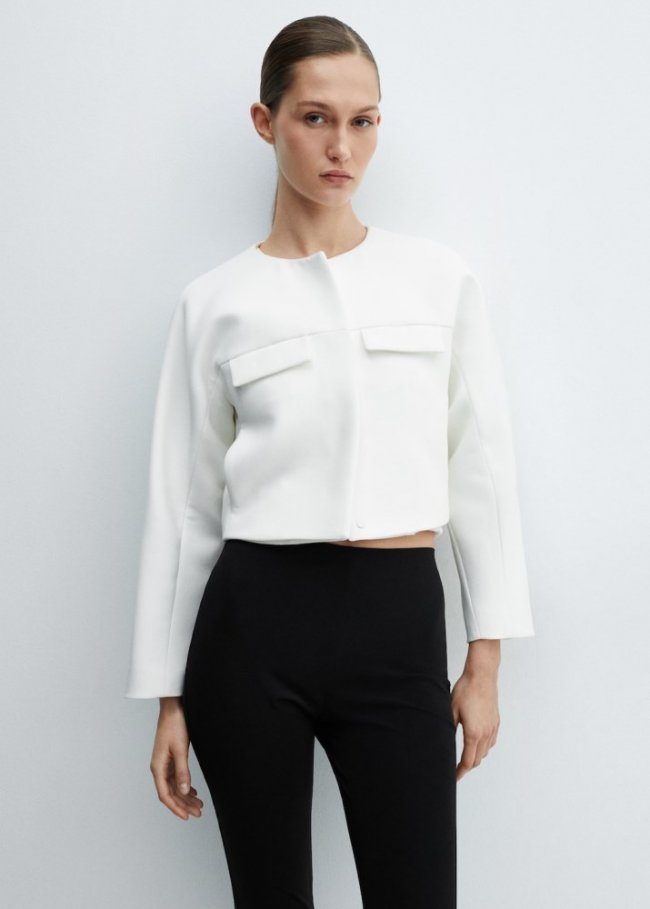 Mango Chaqueta detalle solapas - Blanco