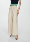 Mango Pantalón pinzas wideleg - Beige