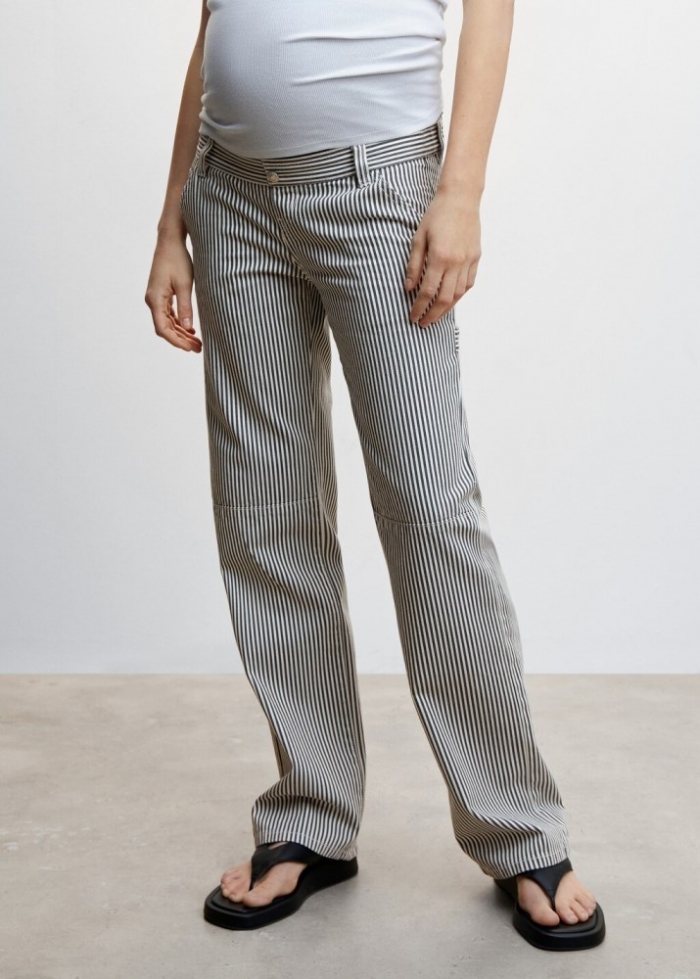 Mango Jeans cargo rayas premamá - Negro