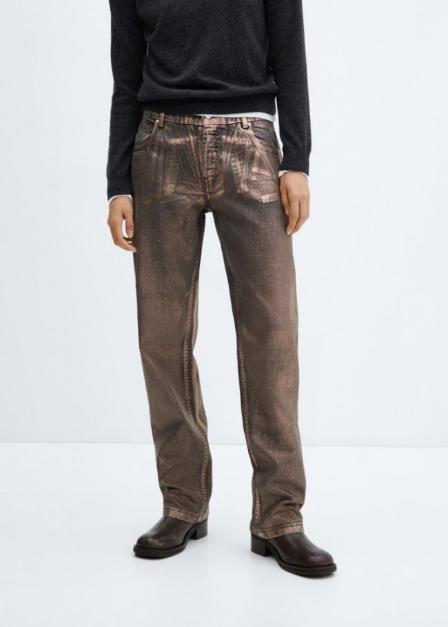 Mango Jeans rectos foil - Cobre