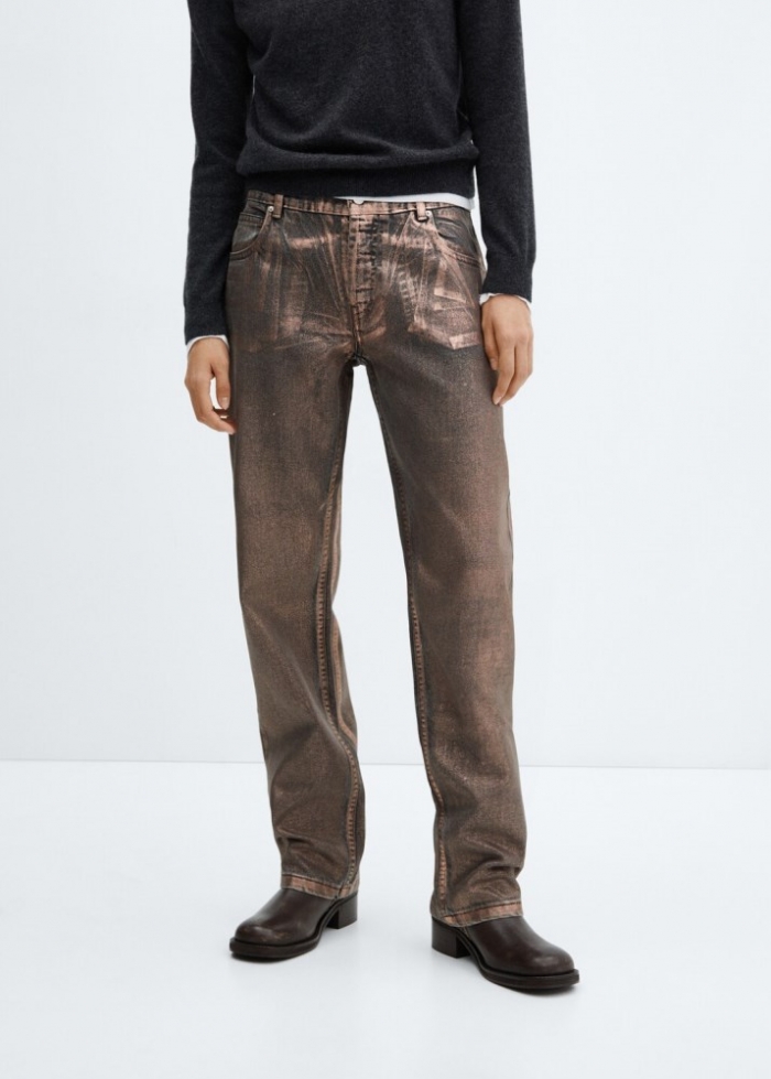 Mango Jeans rectos foil - Cobre