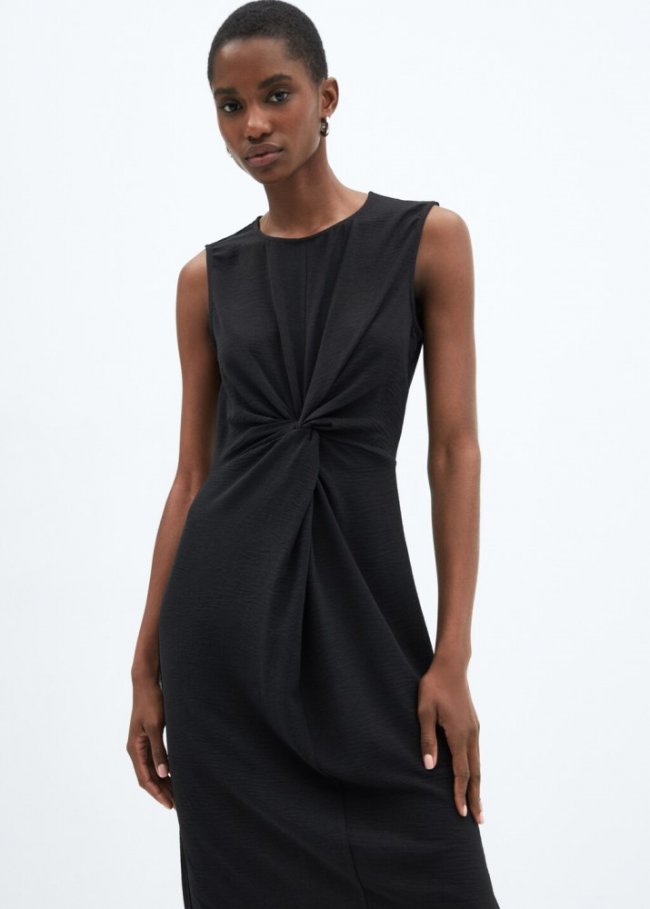 Mango Vestido detalle nudo - Negro