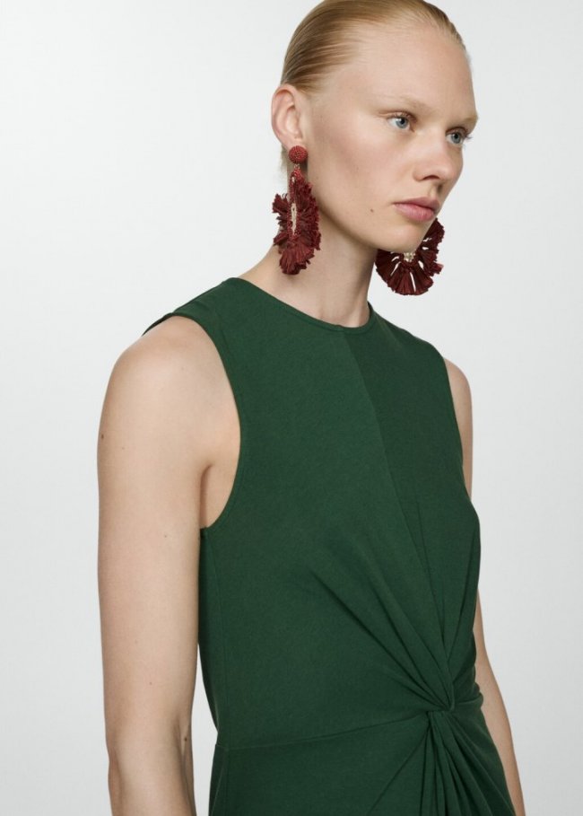 Mango Vestido midi detalle drapeado - Verde