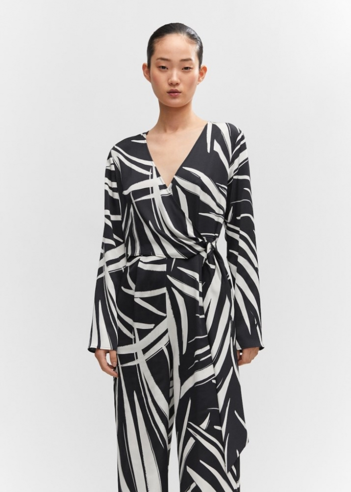 Mango Mono cruzado estampado - Negro