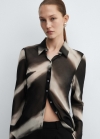 Mango Camisa estampada semitransparente - Negro