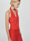 Mango Chaleco traje botones - Rojo coral