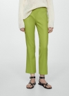 Mango Pantalón flare lino - Verde