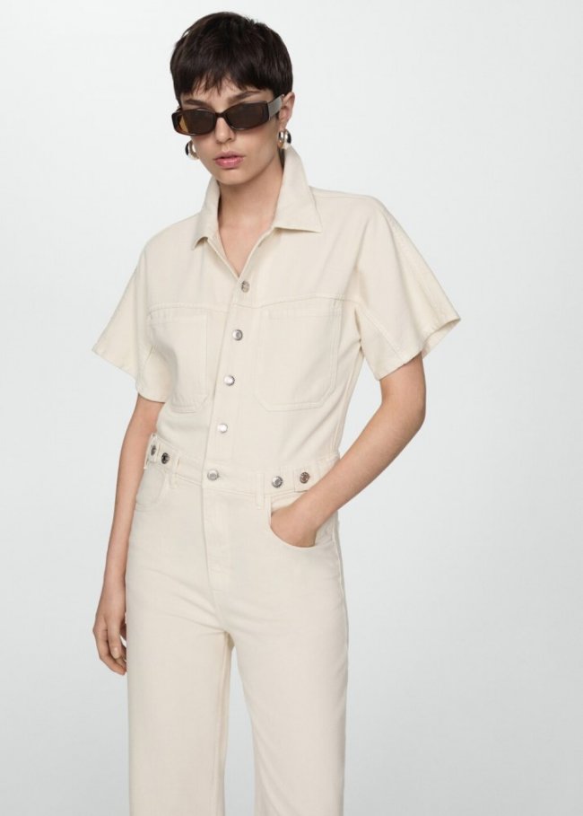 Mango Mono vaquero botones multiposición - Blanco roto