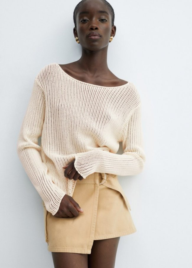 Mango Jersey punto cuello barco - Crudo