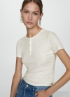 Mango Camiseta lyocell botones - Blanco