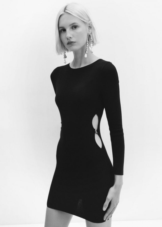 Mango Vestido aberturas detalle metálico - Negro