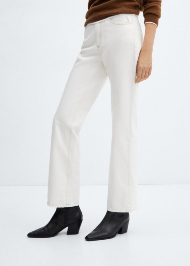 Mango Jeans rectos tiro medio - Blanco roto