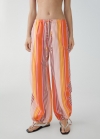 Mango Pantalón parachute estampado rayas - Naranja