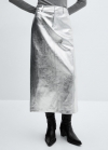 Mango Falda midi metalizada - Plata