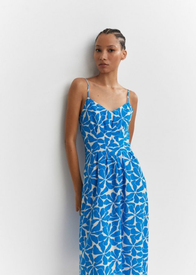 Mango Vestido tirantes finos - Azul