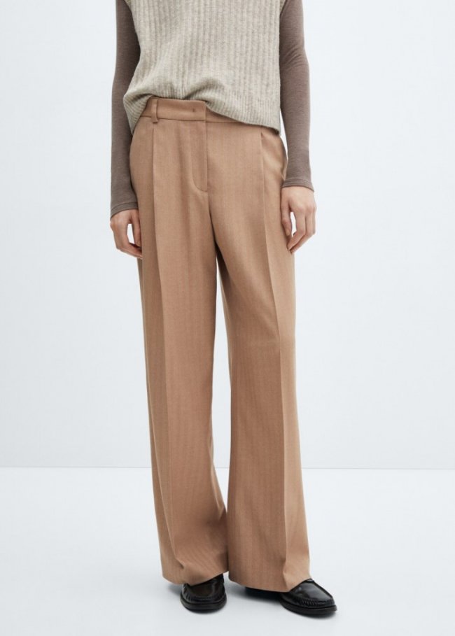 Mango Pantalón raya diplomática - Beige