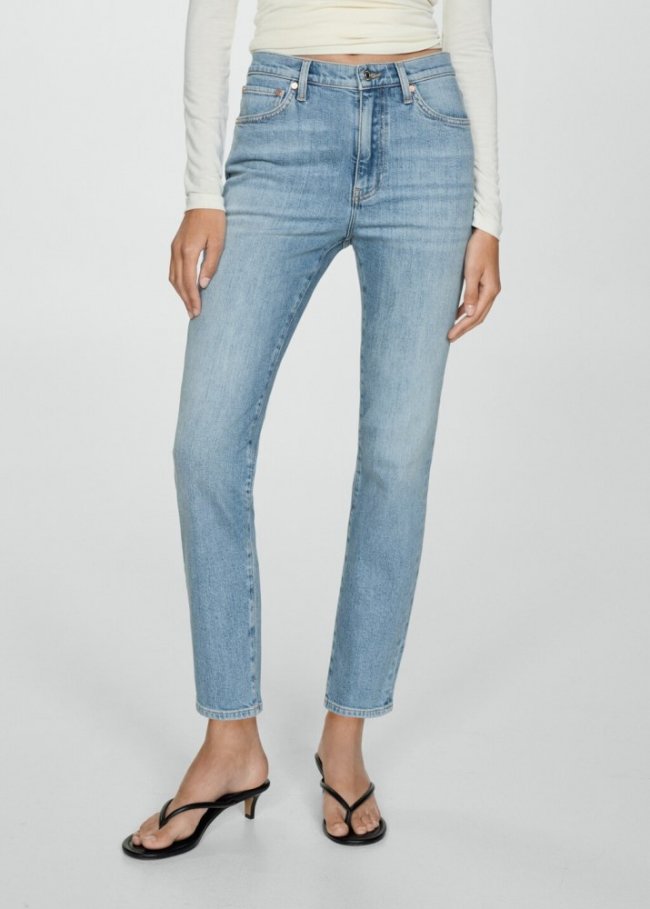 Mango Jeans Claudia slim crop - Azul medio