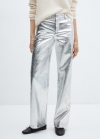 Mango Pantalón wideleg metalizado - Plata