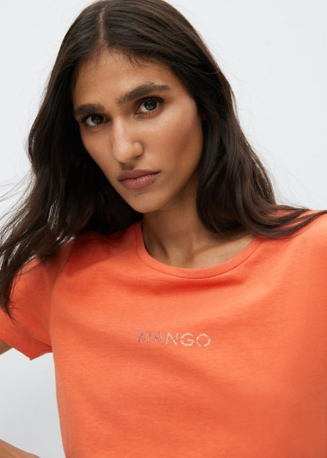 Mango Camiseta logo metalizado - Rojo