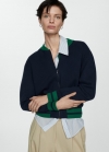 Mango Chaqueta punto ribetes contraste - Azul marino oscuro
