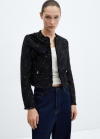 Mango Chaqueta tweed detalles lúrex - Negro