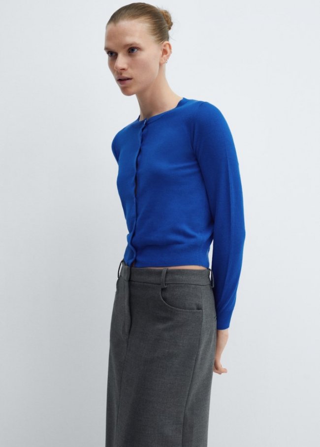 Mango Cárdigan punto botones - Azul eléctrico