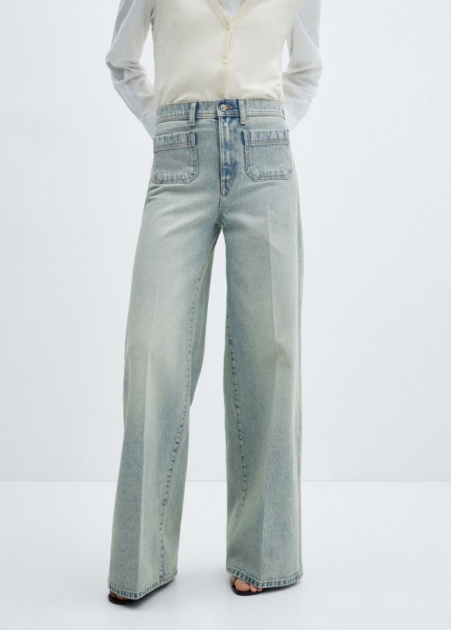 Mango Jeans wideleg bolsillos - Azul medio vintage