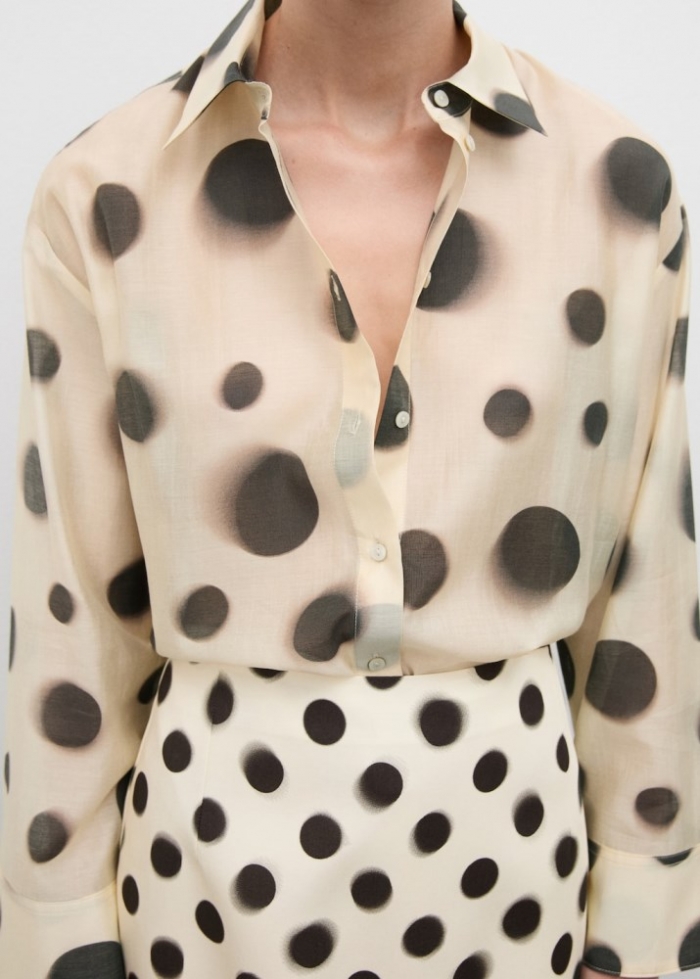 Mango Camisa lyocell lunares - Crudo