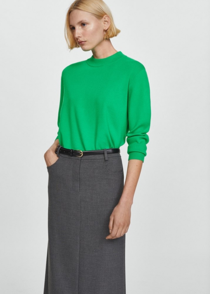 Mango Jersey punto cuello redondo - Verde