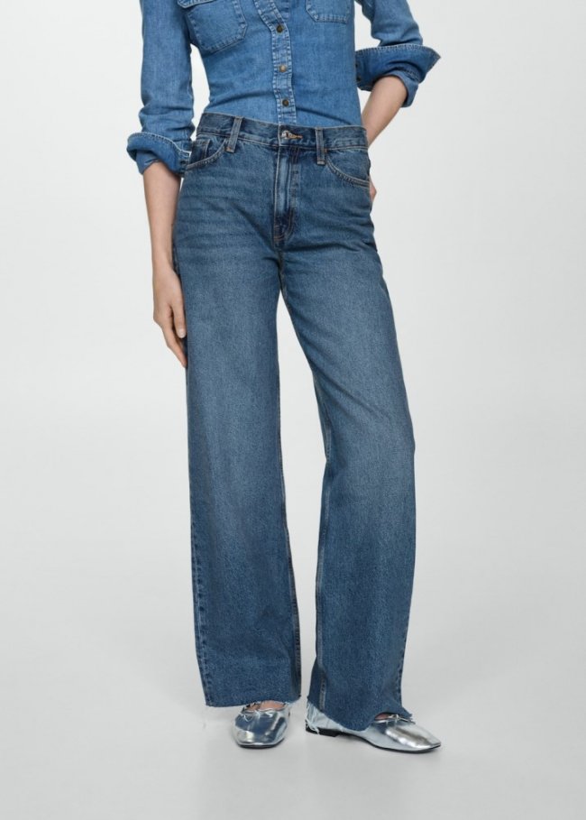 Mango Jeans wideleg tiro alto - Azul oscuro