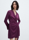 Mango Vestido satinado cruzado hebilla - Granate
