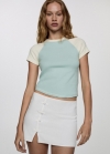Mango Camiseta algodón bicolor - Azul noche
