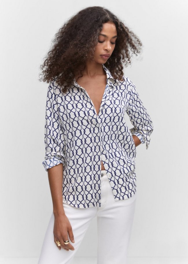 Mango Camisa fluida regular - Azul tinta