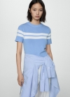 Mango Jersey punto rayas - Azul celeste