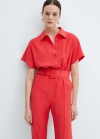 Mango Mono largo cinturón - Rojo coral