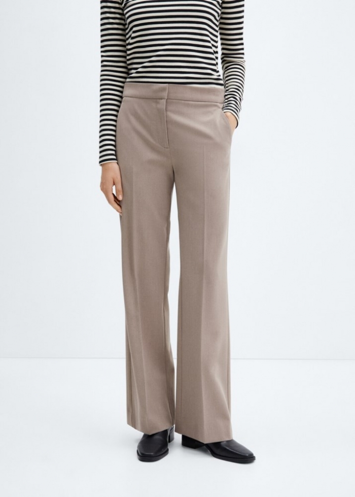 Mango Pantalón wideleg tiro medio - Marrón medio