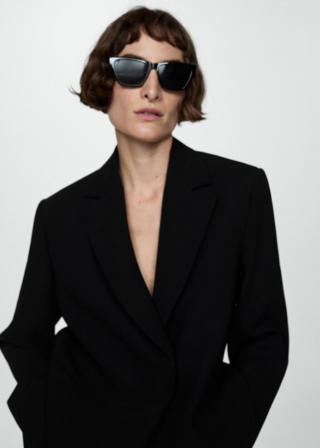 Mango Americana traje cinturón - Negro