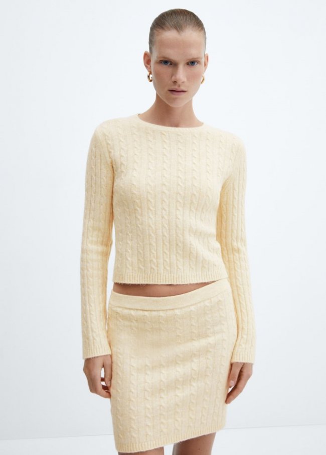 Mango Jersey punto ochos - Amarillo pastel
