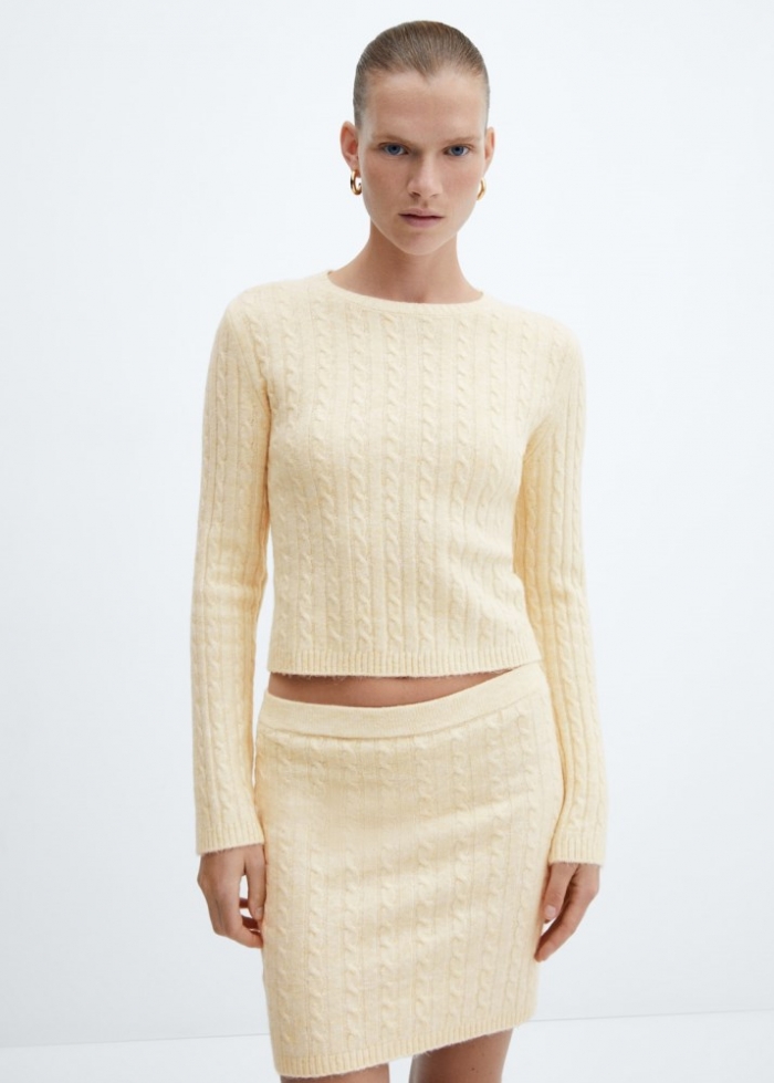 Mango Jersey punto ochos - Amarillo pastel