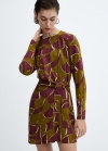 Mango Vestido cruzado nudo - Burdeos