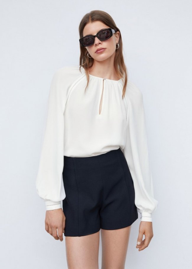 Mango Blusa manga raglán - Blanco roto