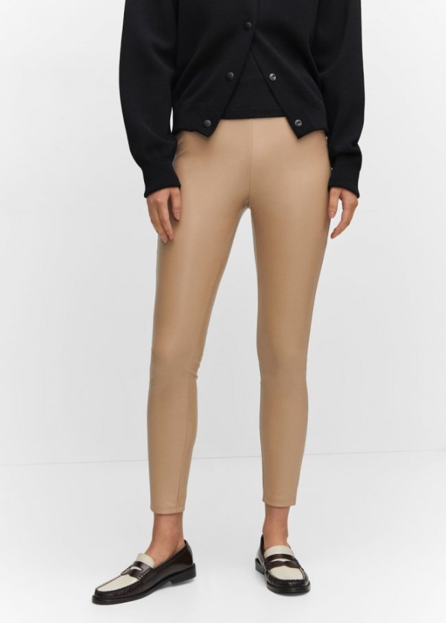 Mango Leggings efecto piel - Arena