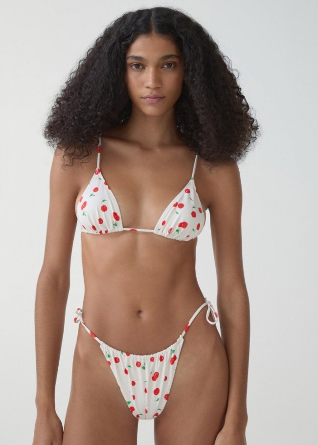 Mango Braguita bikini brasileña estampada - Blanco