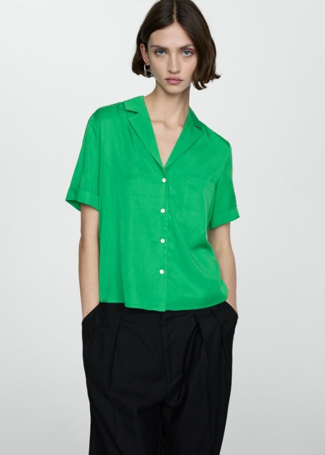 Mango Camisa 100% lyocell - Verde